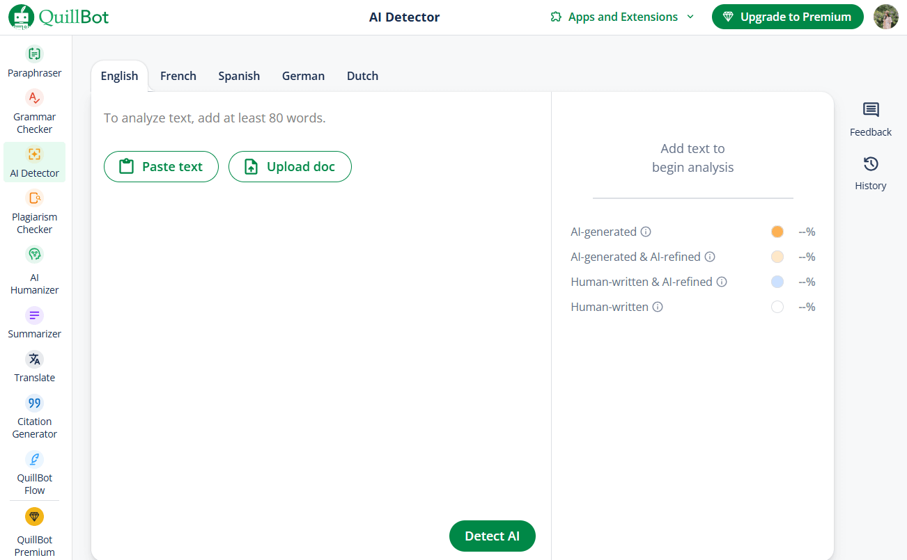 Quillbot Interface
