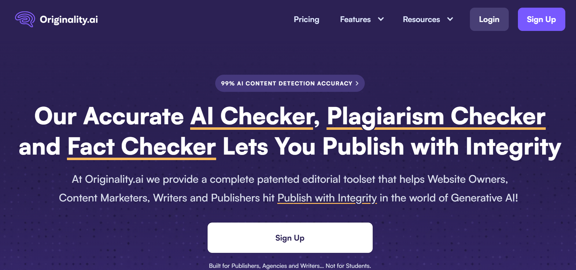 Originality AI Detectors Tool Interface