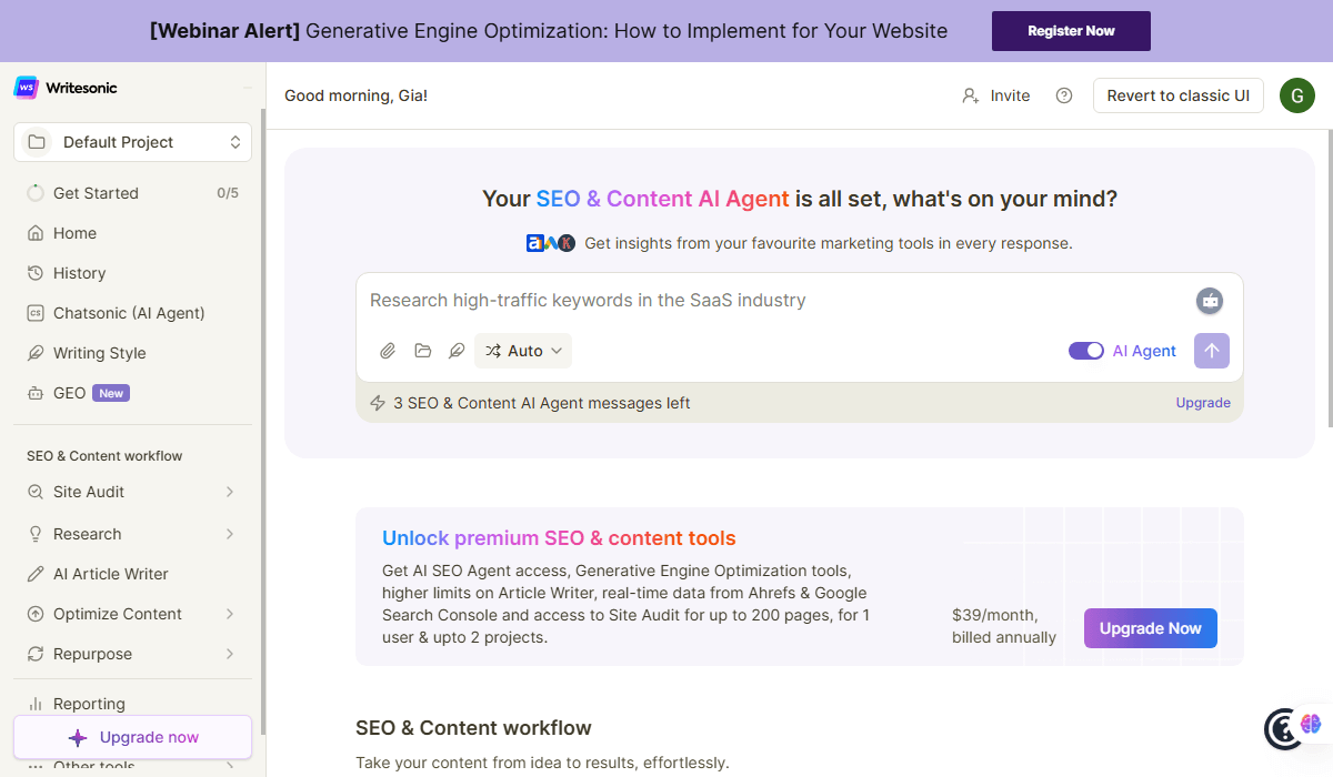 Writesonic AI Interface 