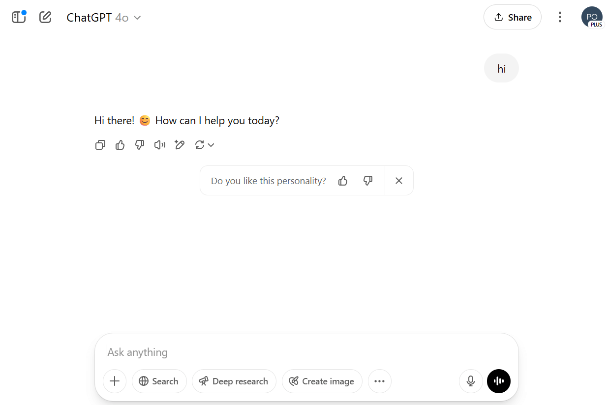 The Interface of ChatGPT 