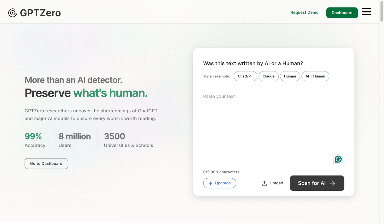 GPTZero Interface 