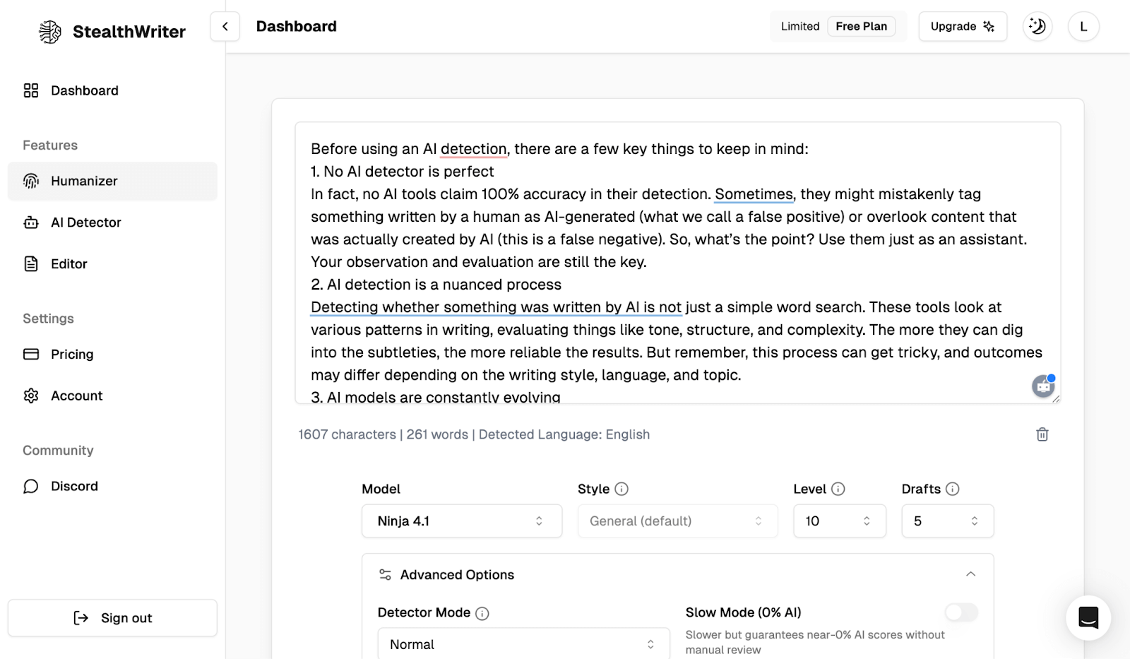 StealthWriter Interface 