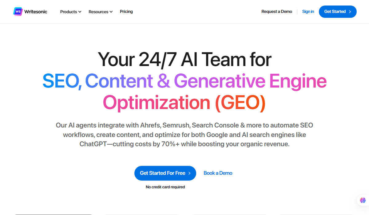 Writesonic's homepage