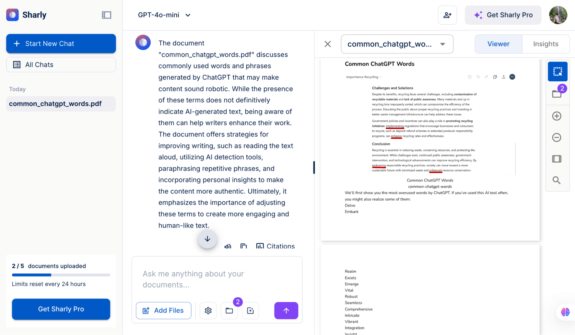 Sharly AI Interface 