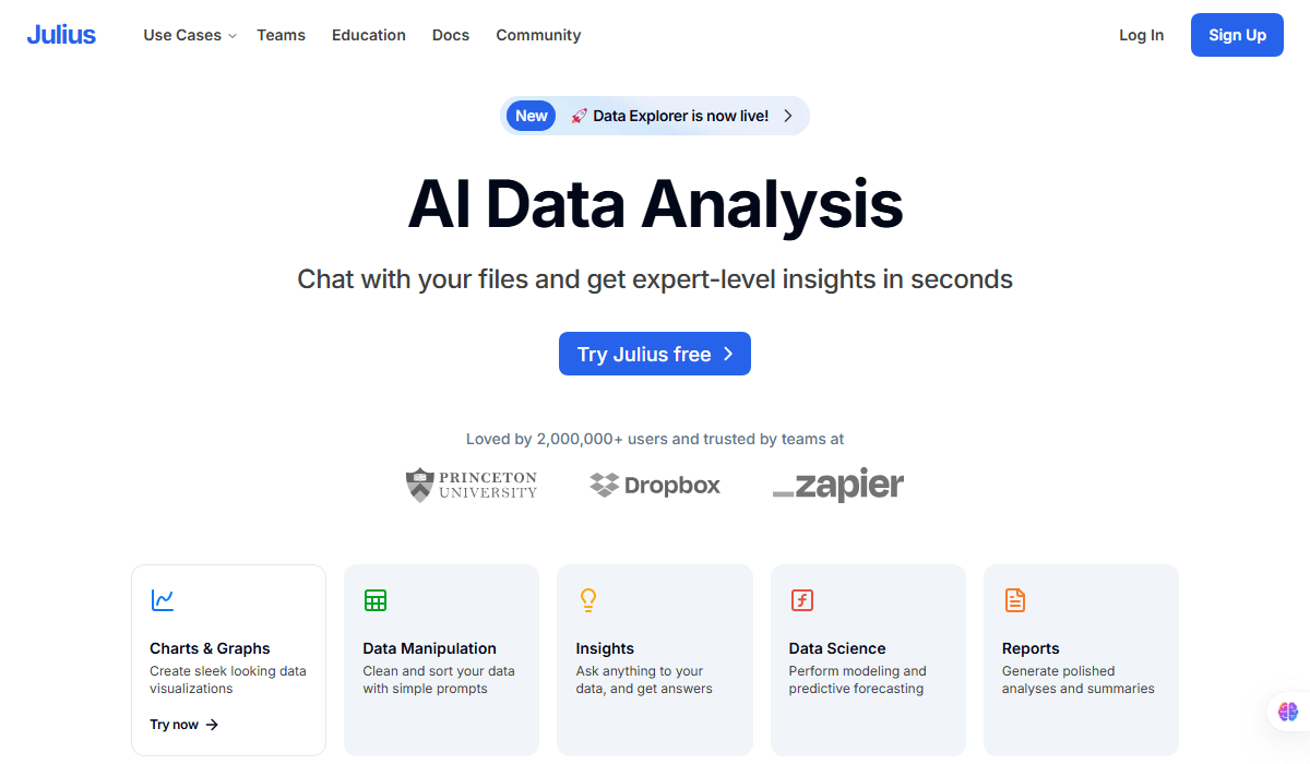 Julius AI Homepage