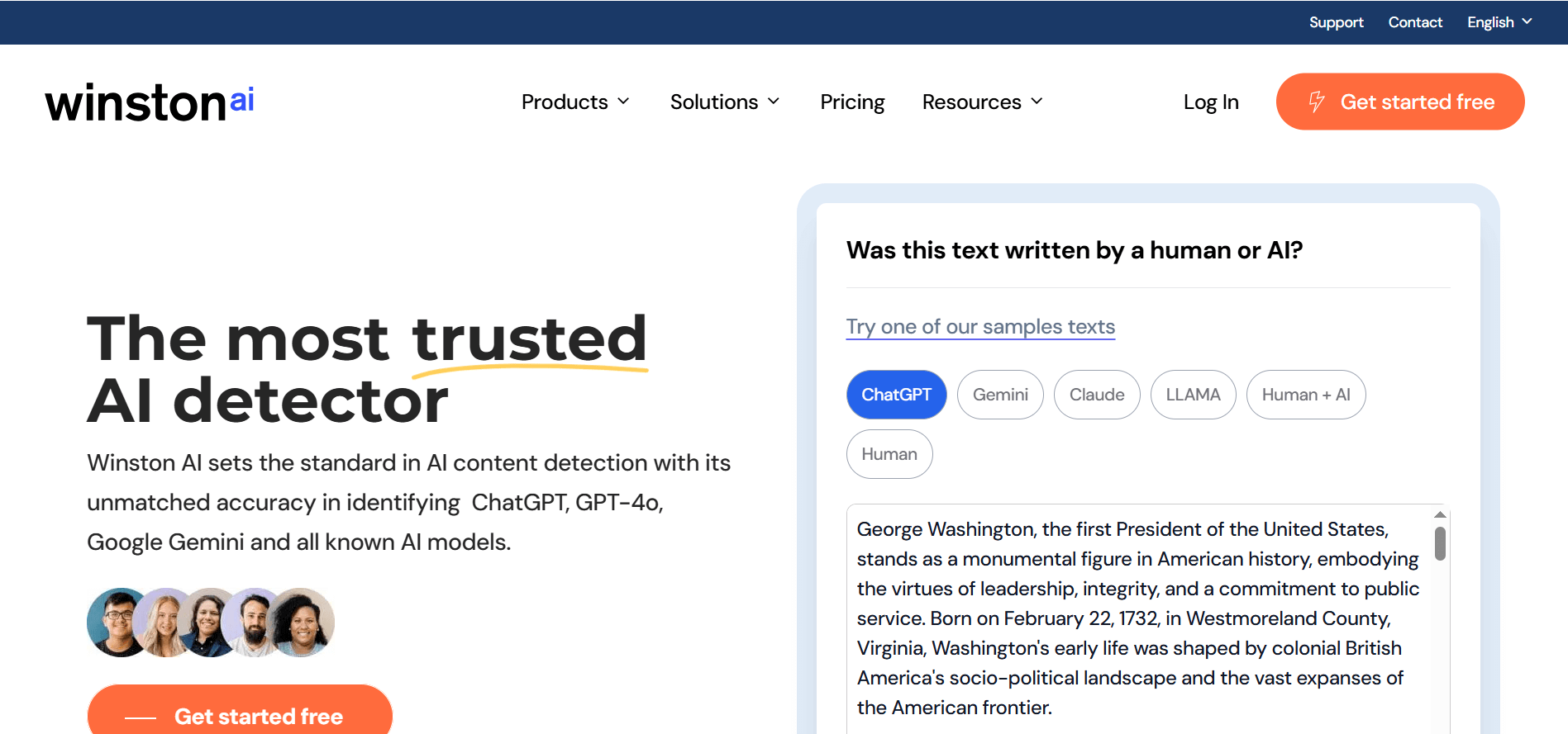 Winston AI Detector Homepage
