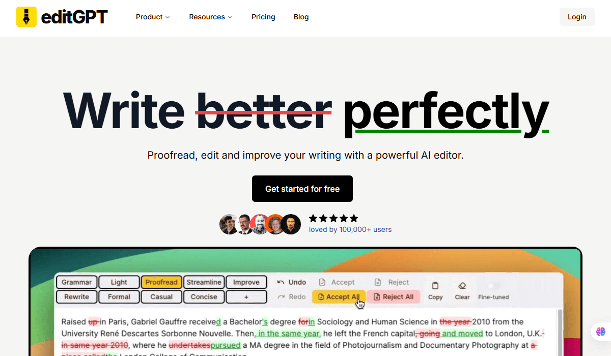EditGPT's homepage