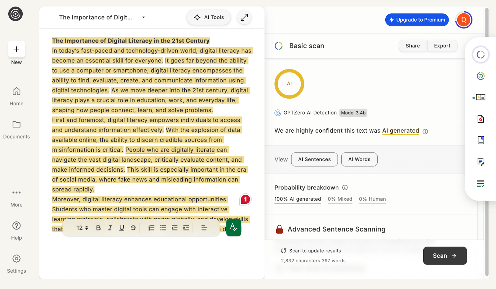 GPTZero AI Detection