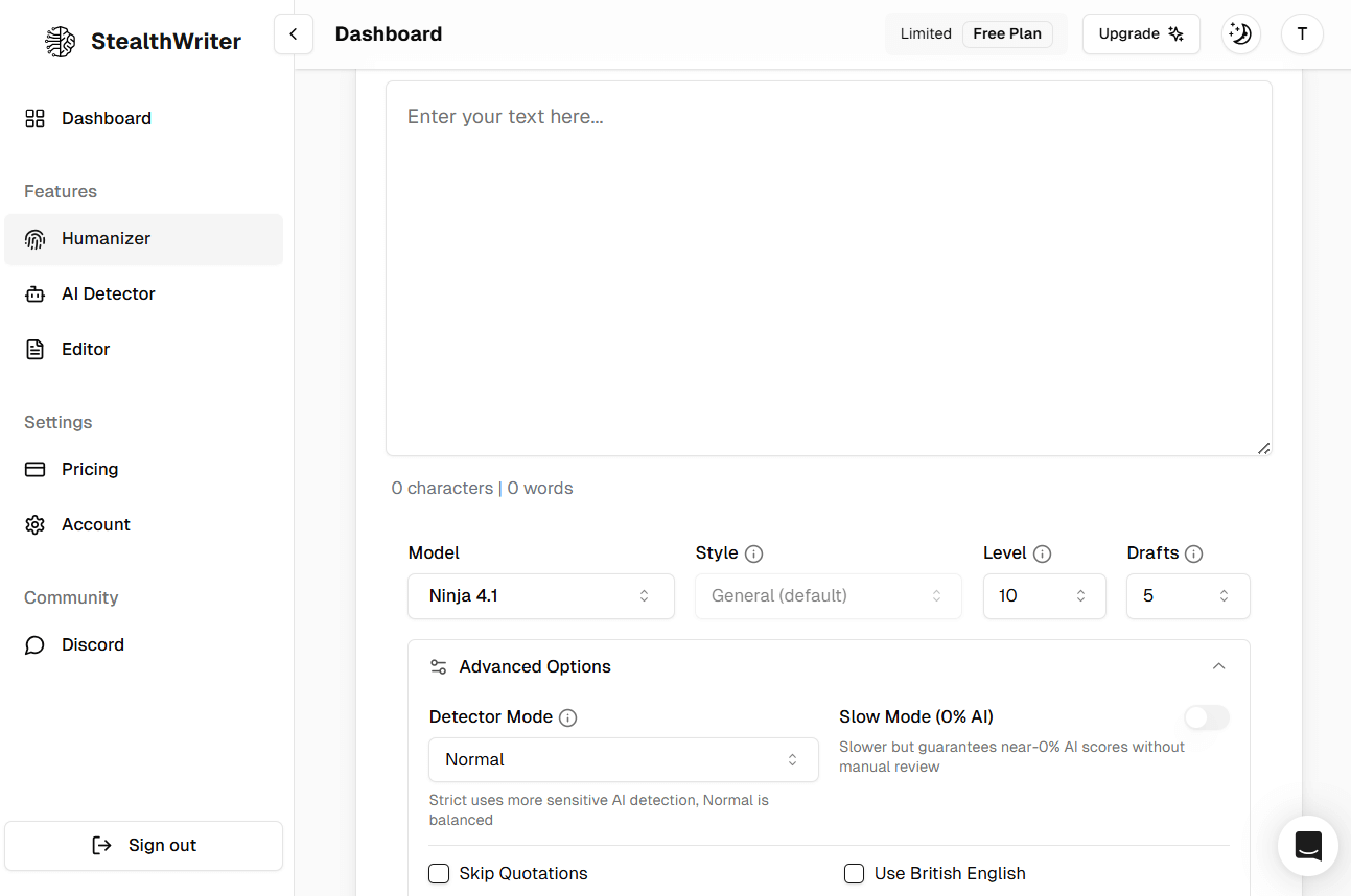 StealthWriter Humanizing Tool