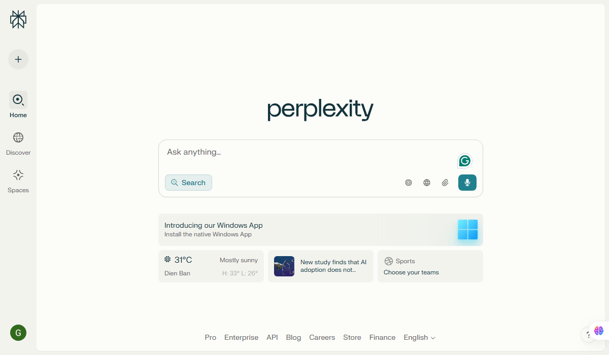 Perplexity AI Interface 