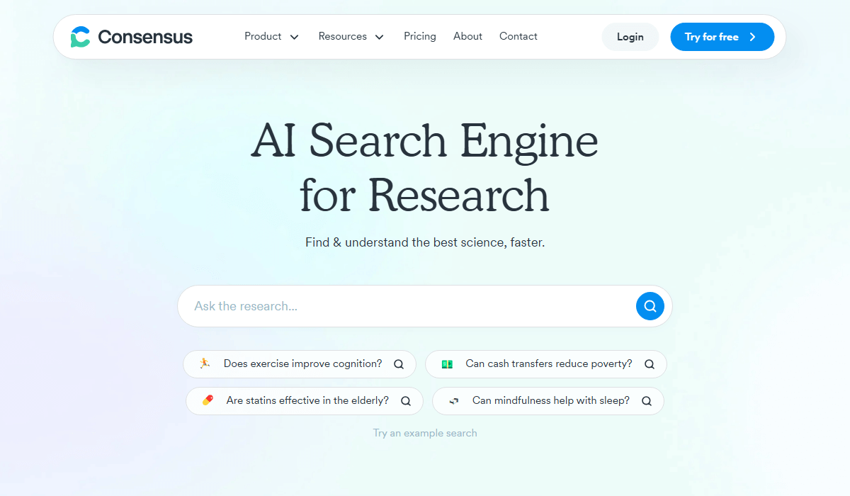 Consensus AI Homepage