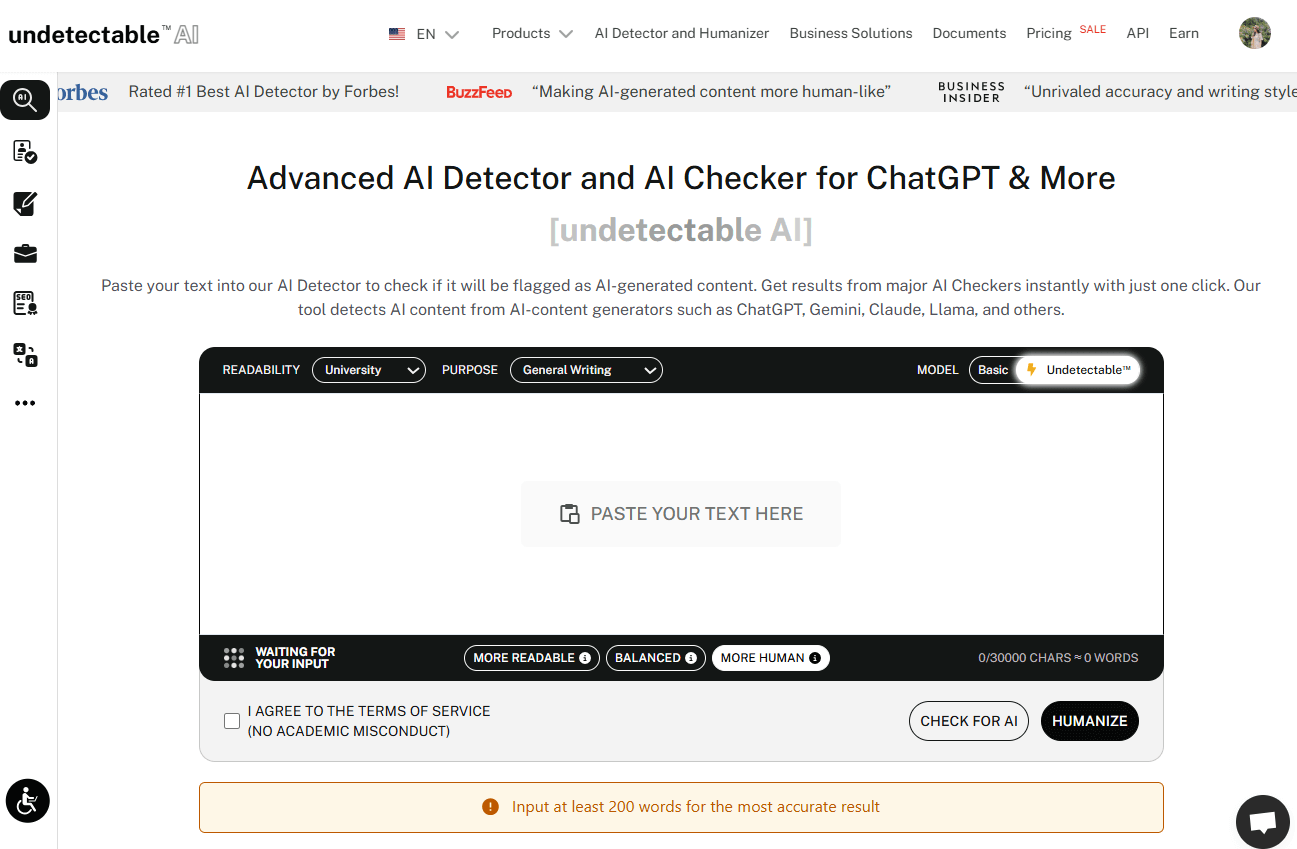 Undetectable AI Interface
