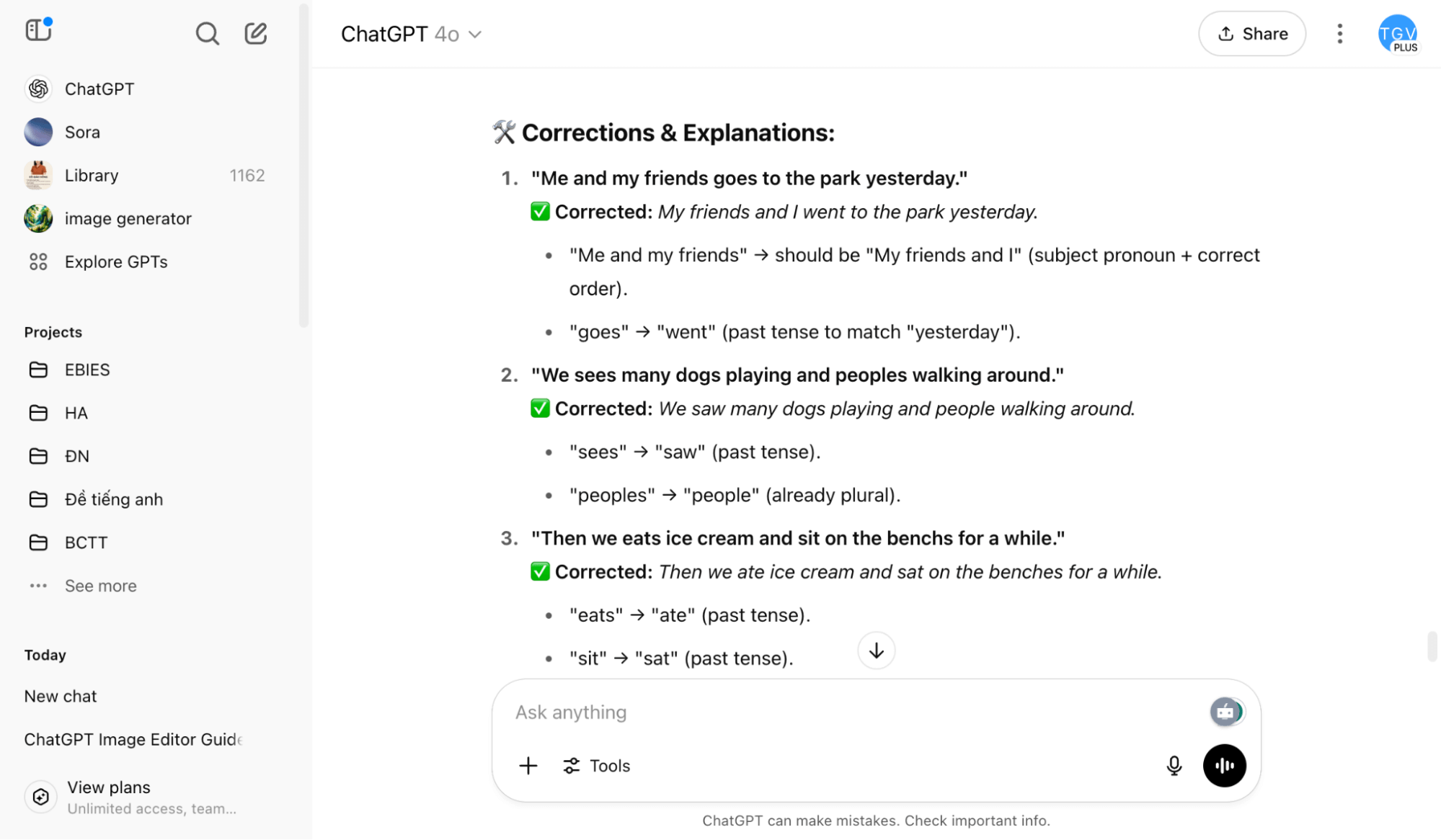 ChatGPT Grammar Check 