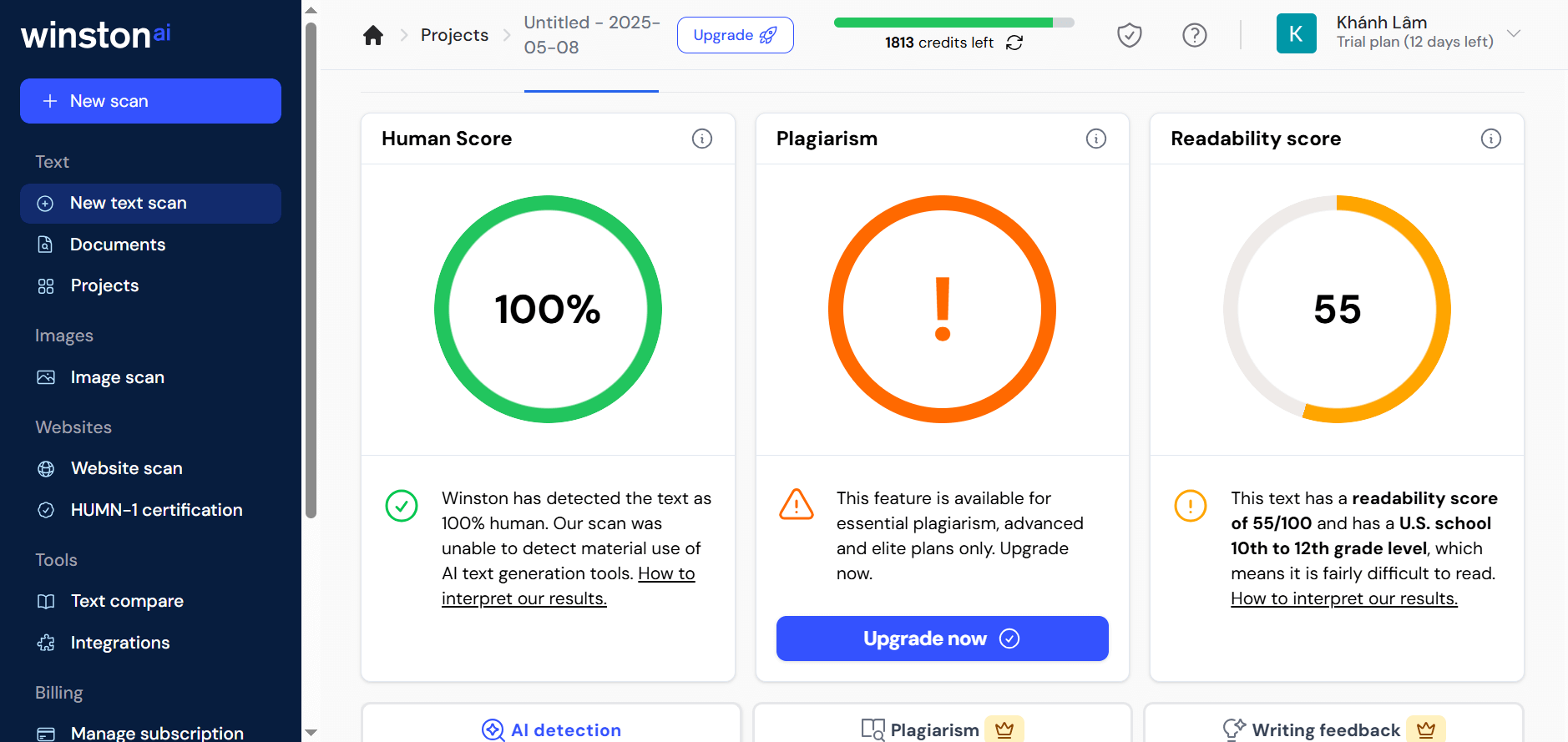 Recheck the modified content using the AI detection tool