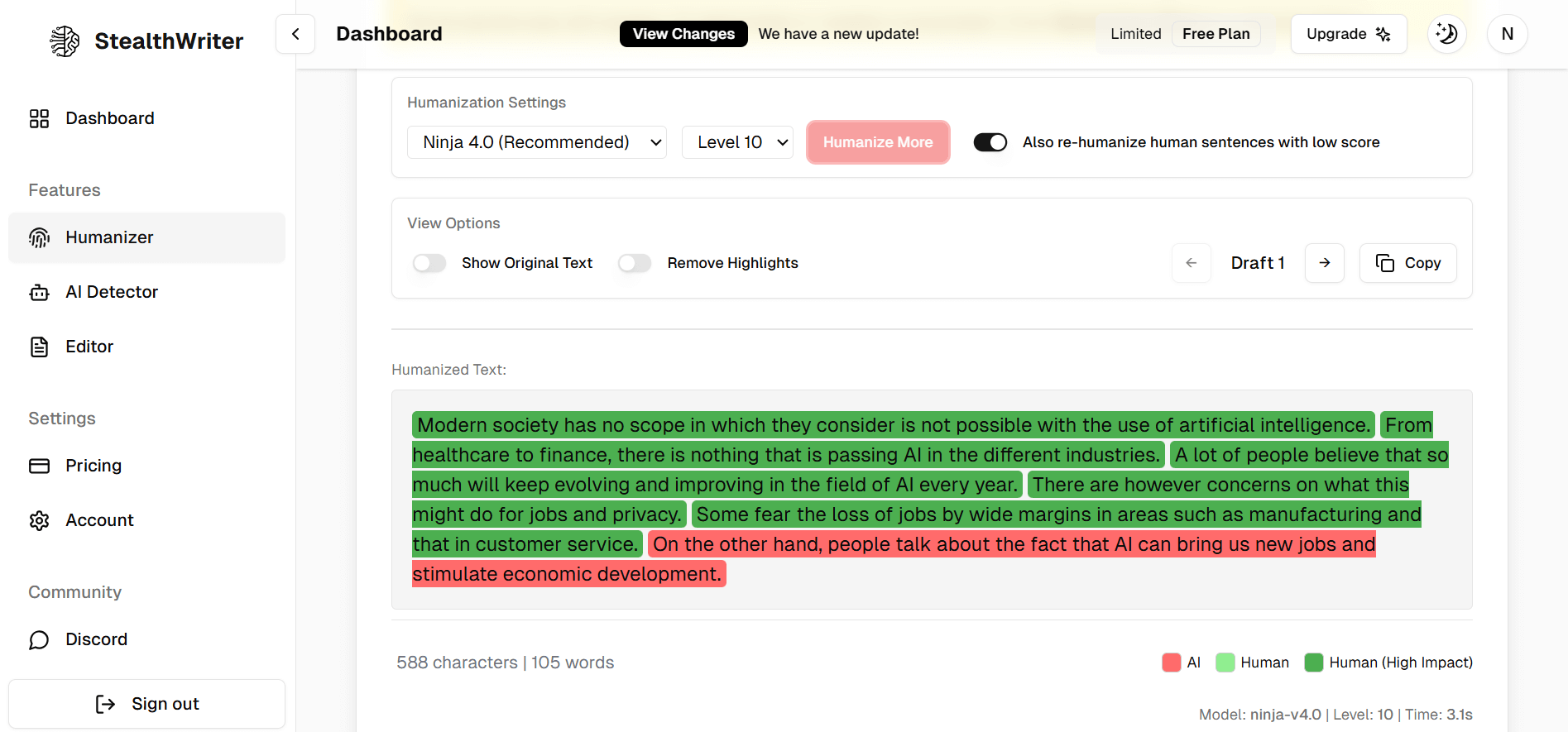 Transform AI-generated text to sound more natural with StealthWriter