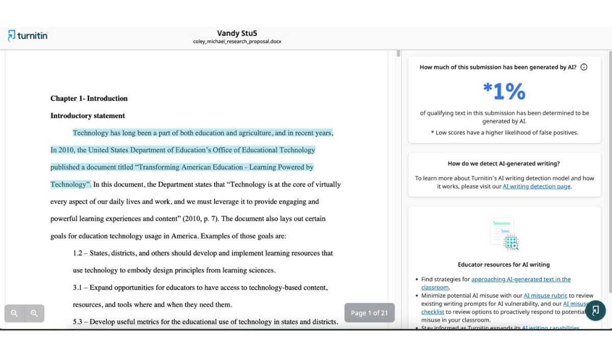  Turnitin AI detection report 