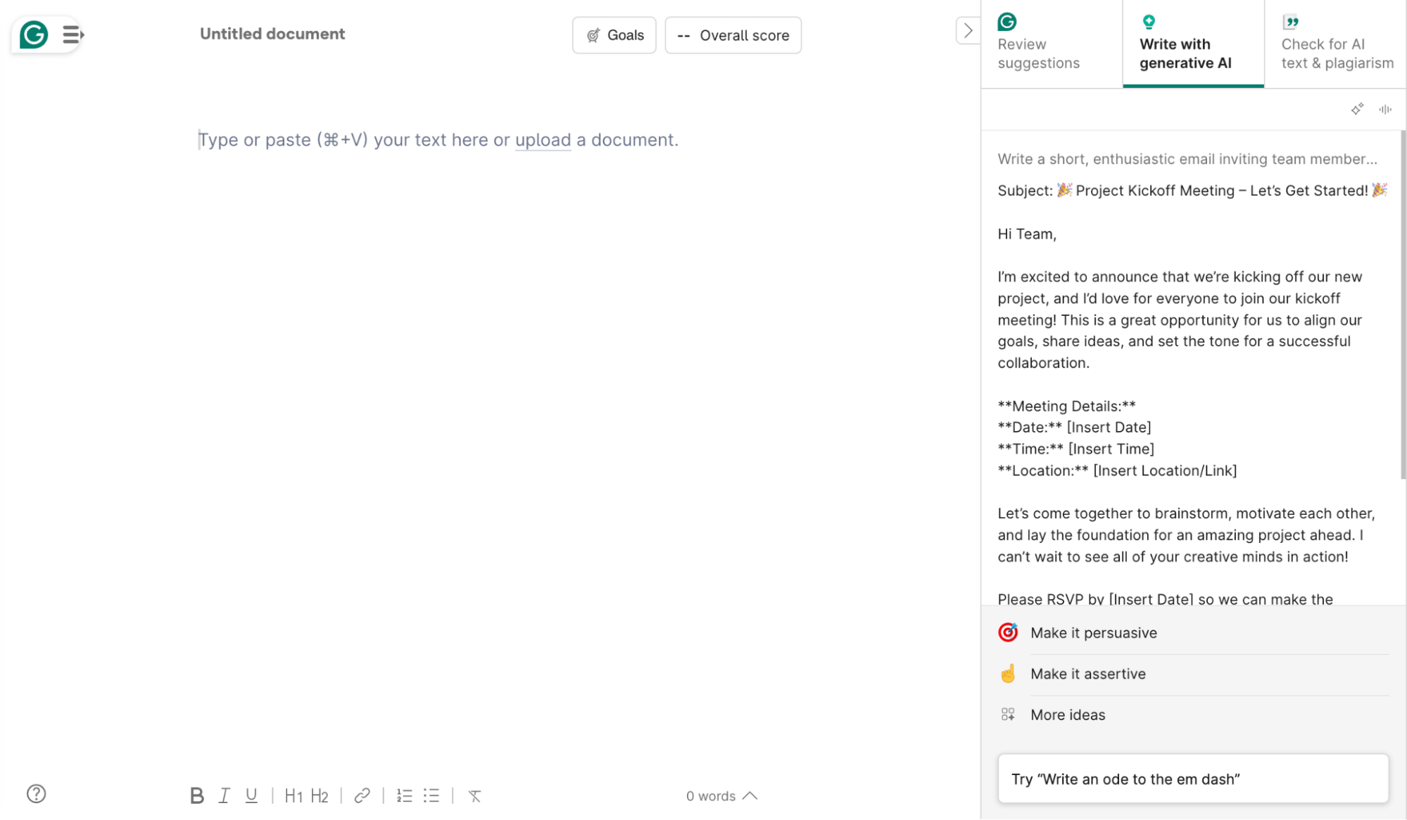 Grammarly Go Function 