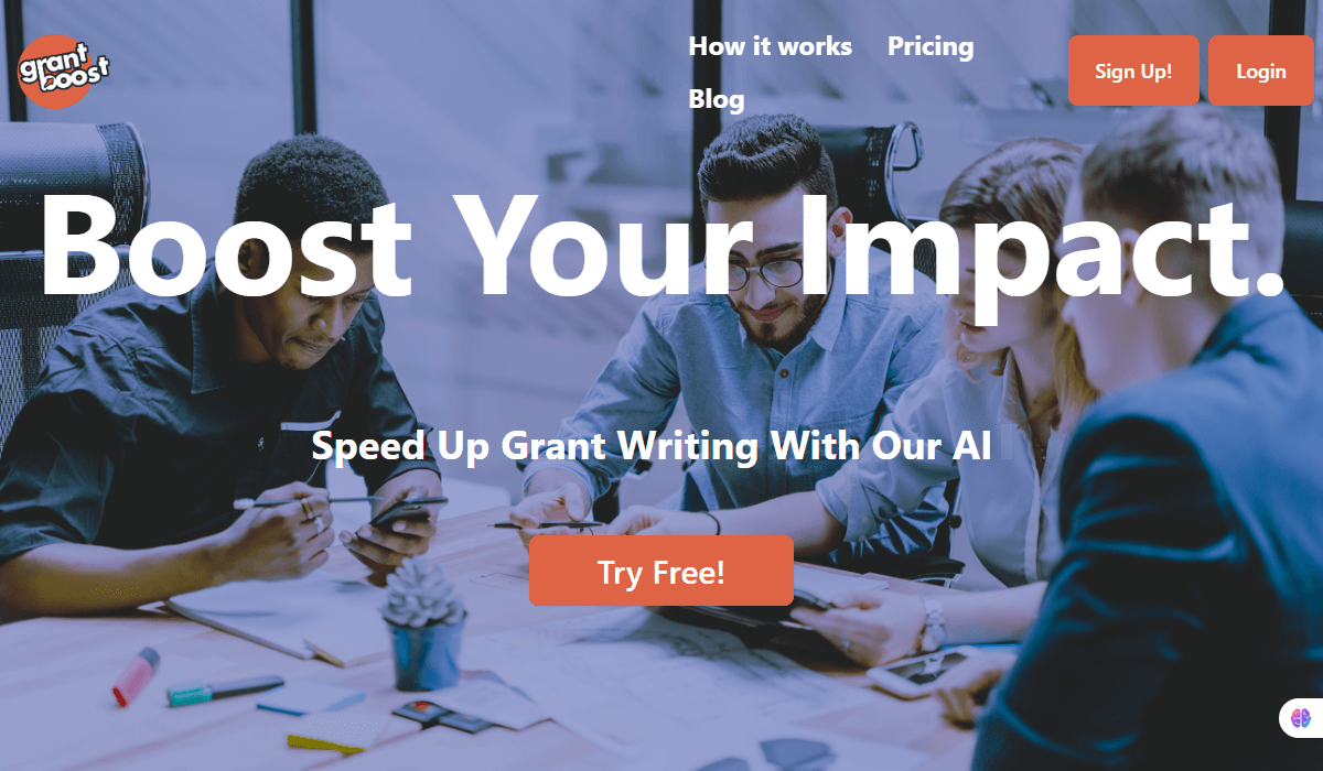 Grantboost's homepage