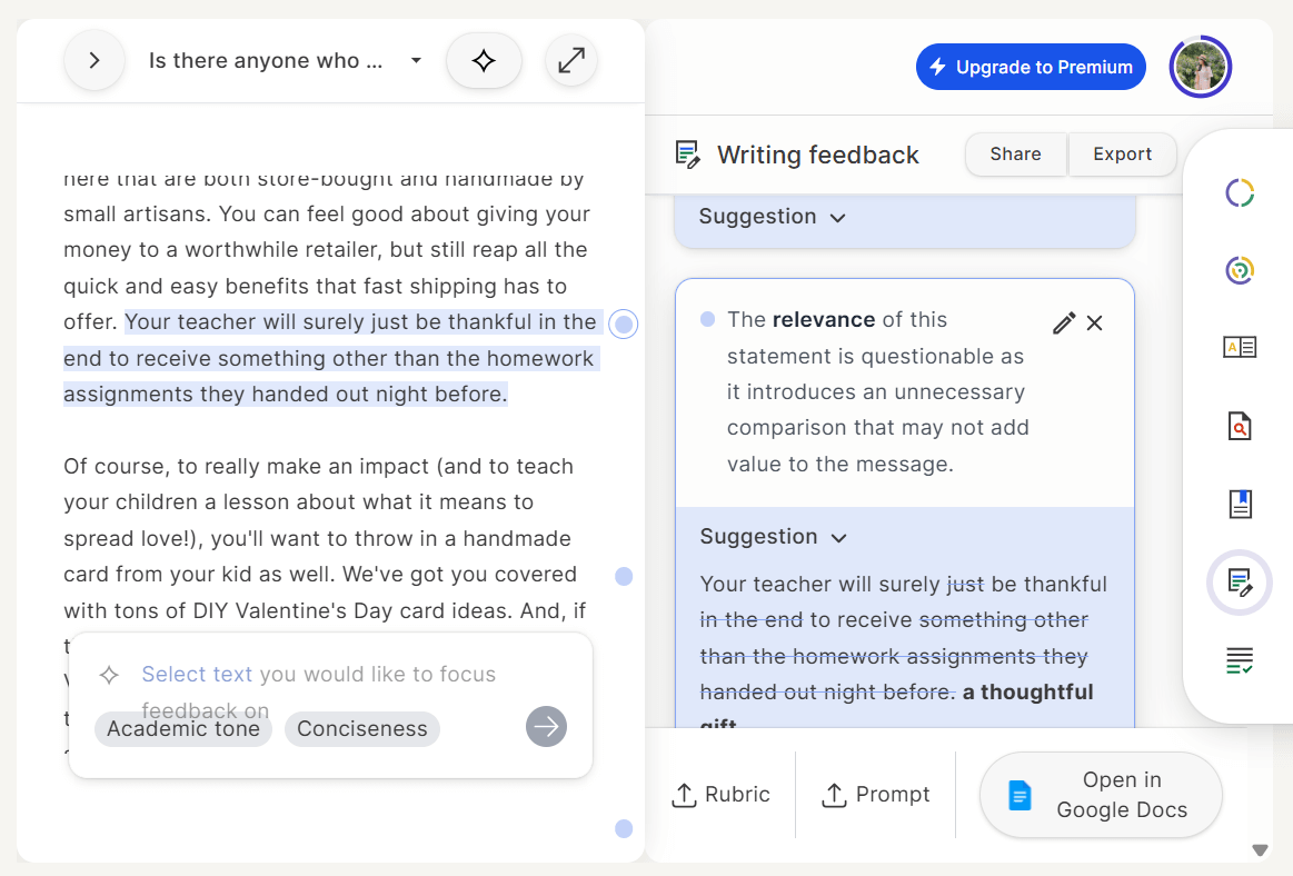 Grammar-Checking Feature of GPTZero