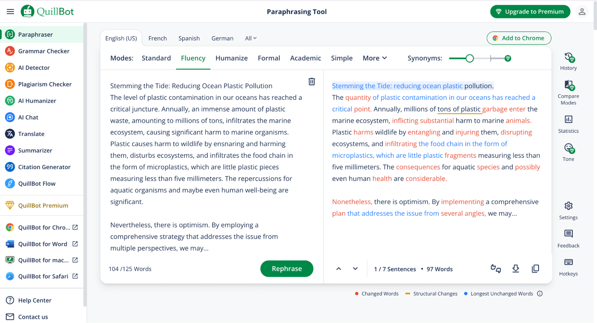Use Quillbot to paraphrase text