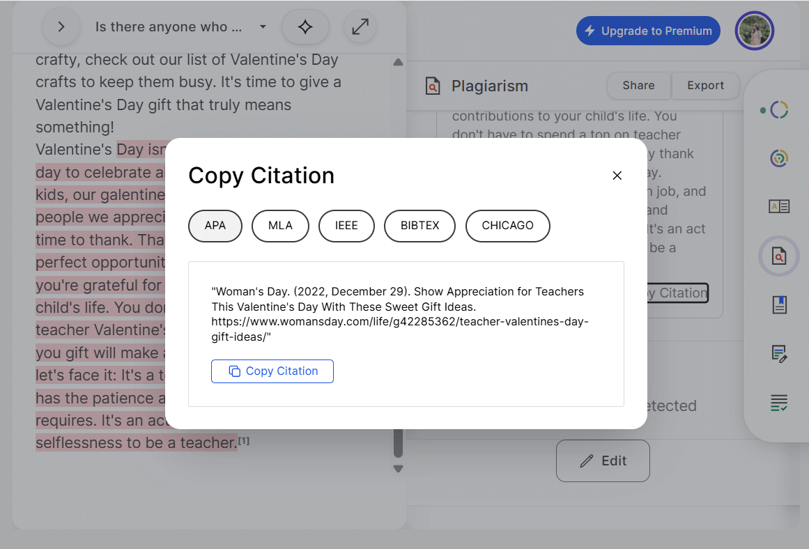 GPTZero’s Plagiarism Checker and Citation Generation