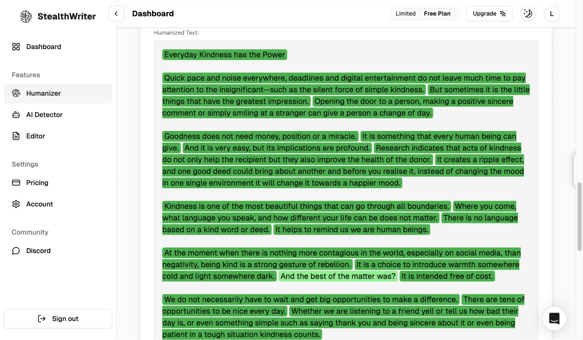 StealthWriter humanize content