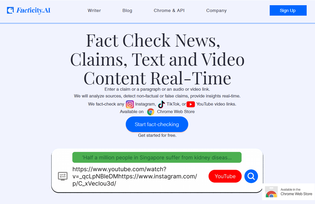 Facticity AI Fact-Checking Functionality