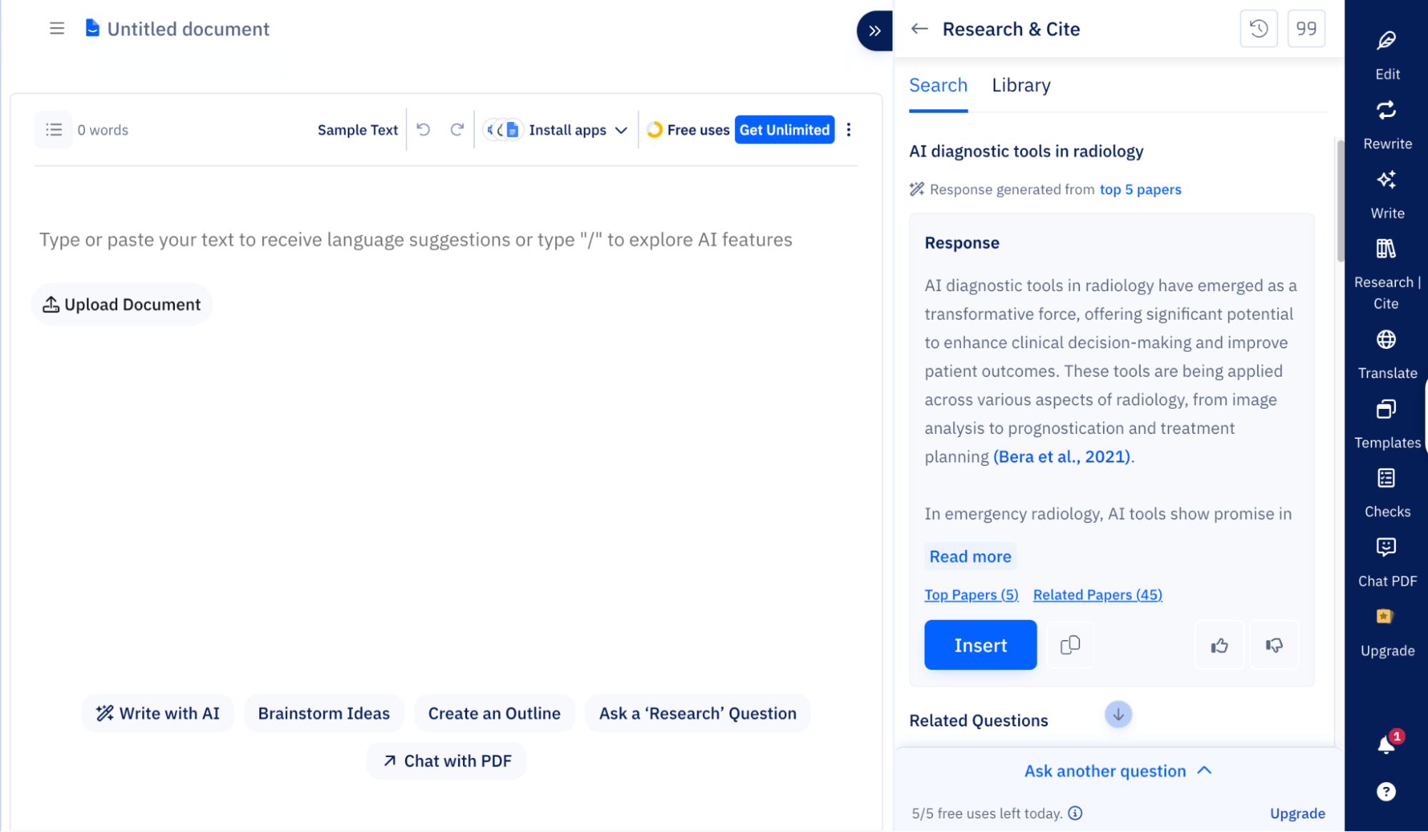 Paperpal’s cite source feature