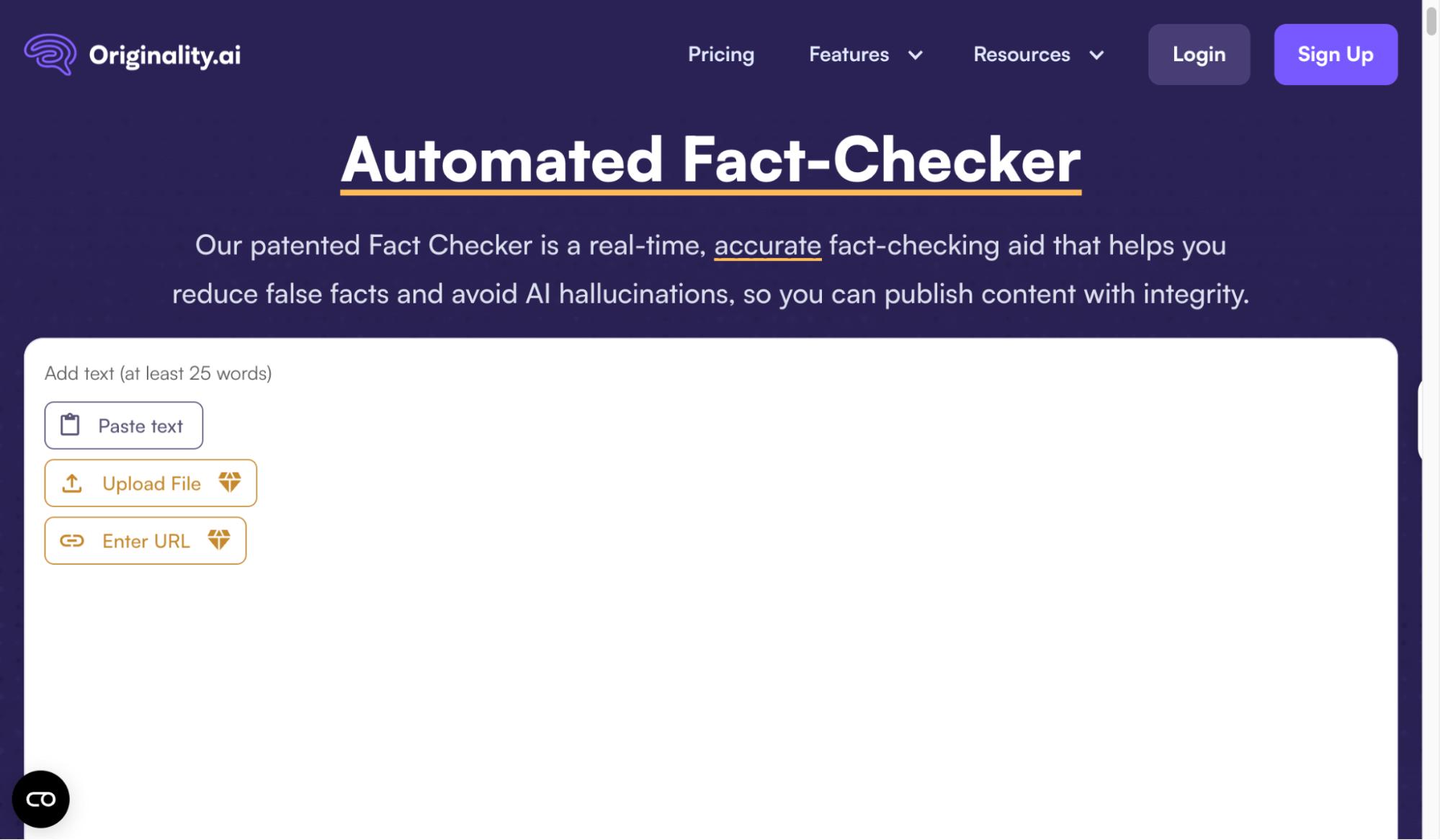 Originality AI Fact-Checker feature 