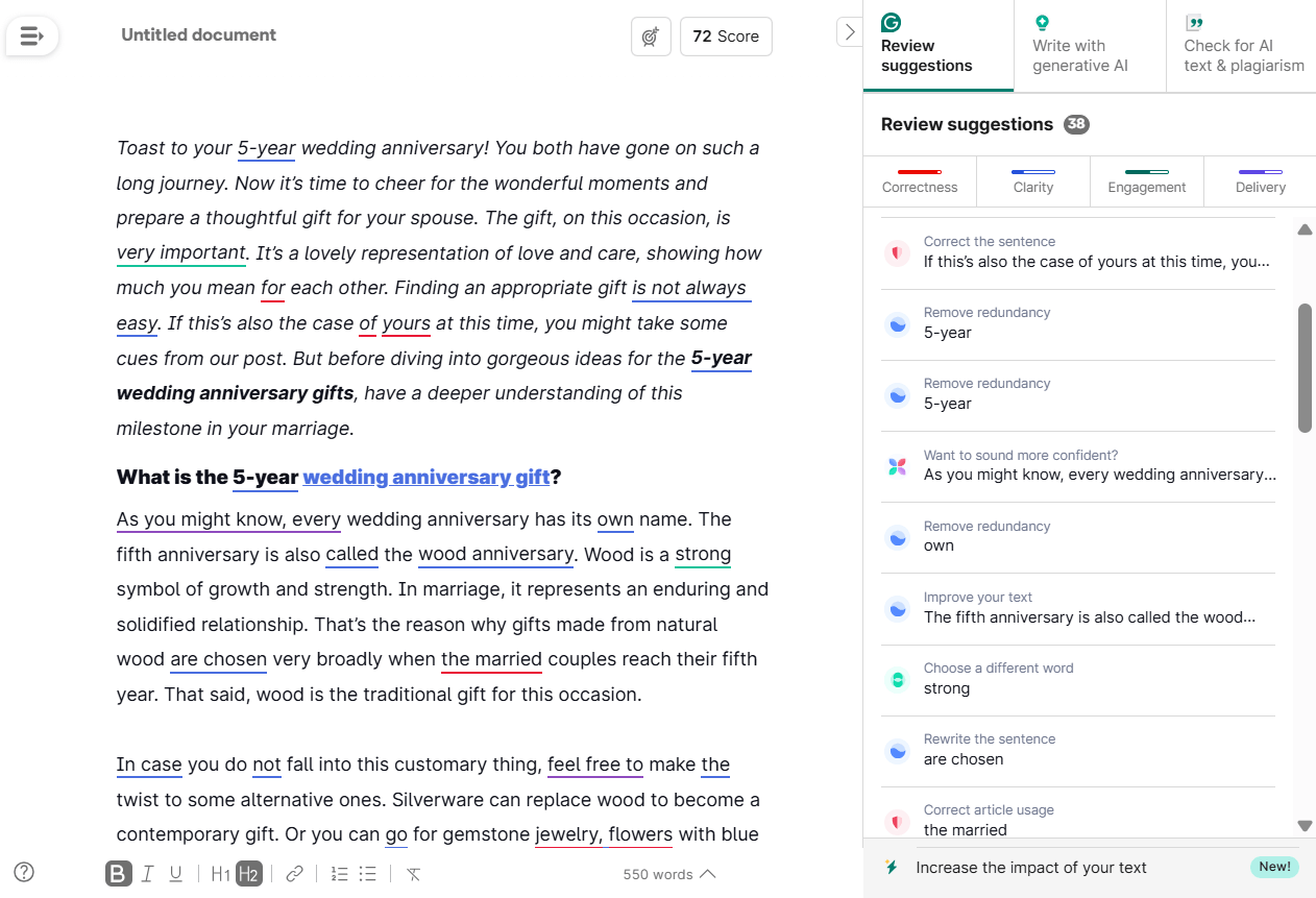 Using Grammarly to Improve Grammar and Sentence Structure