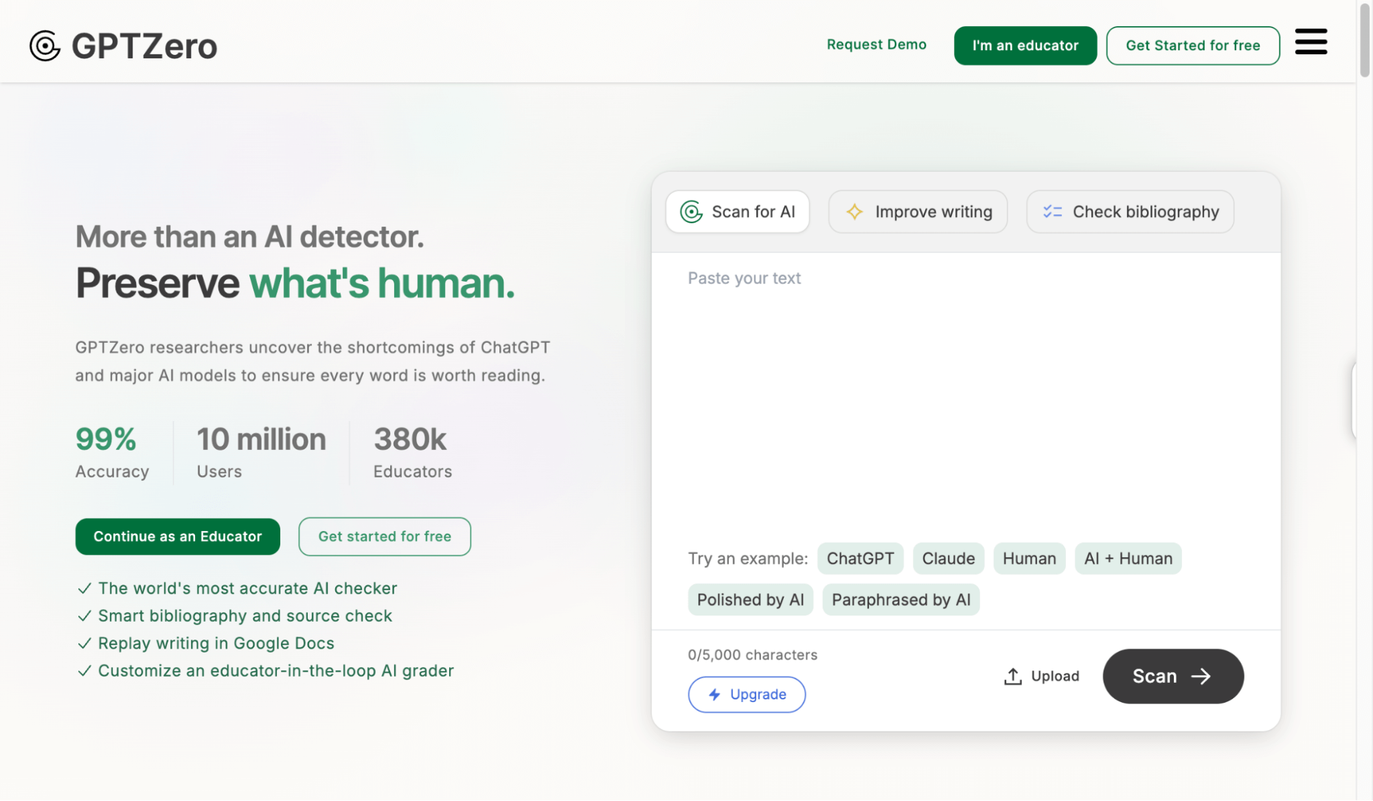 GPTZero Interface