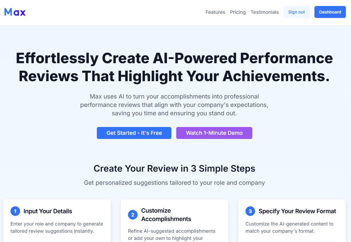 Max Review for Writing Performance Evaluations