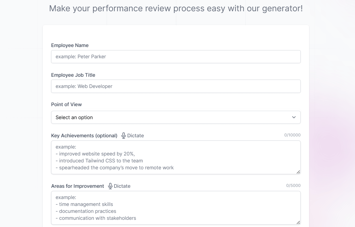 Easy Peasy AI’s Performance Review Tool
