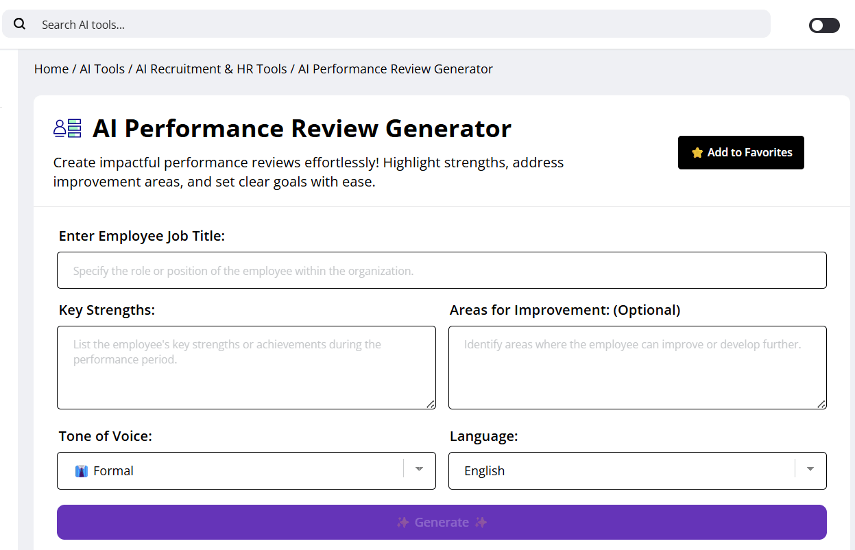 Writify.AI’s Performance Review Generator