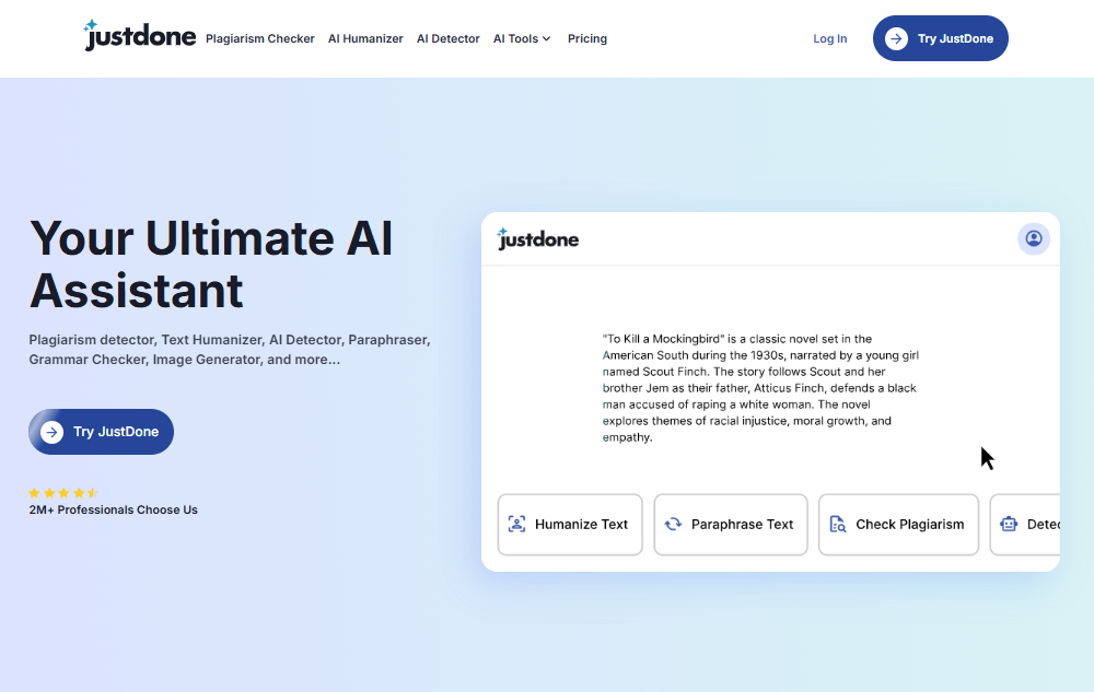 JustDone AI Tool for Writing Needs