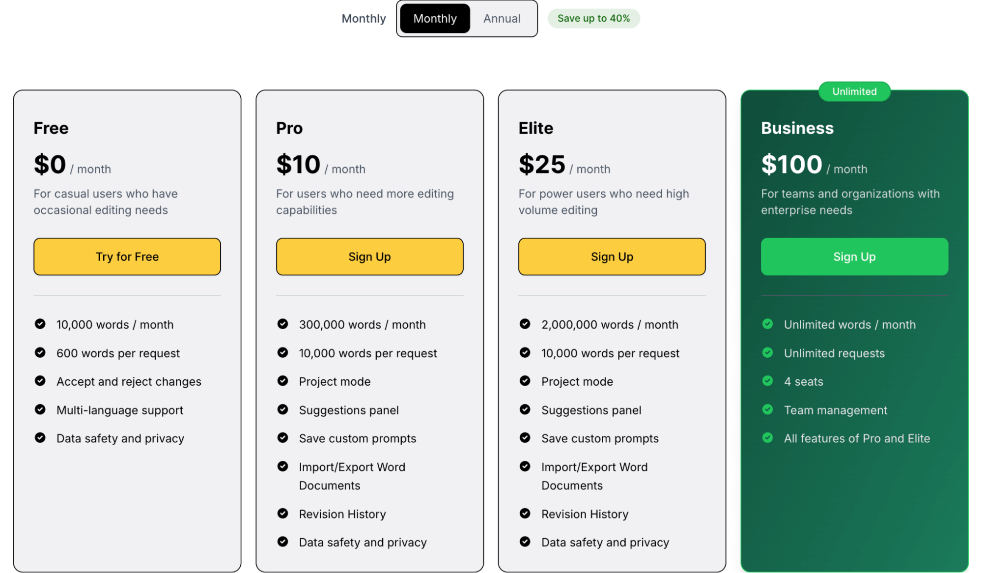 editGPT Pricing Plans