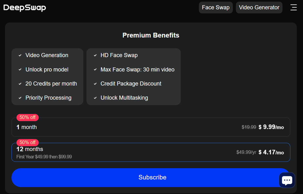 The Pricing Plan of DeepSwap vs. FaceMagic