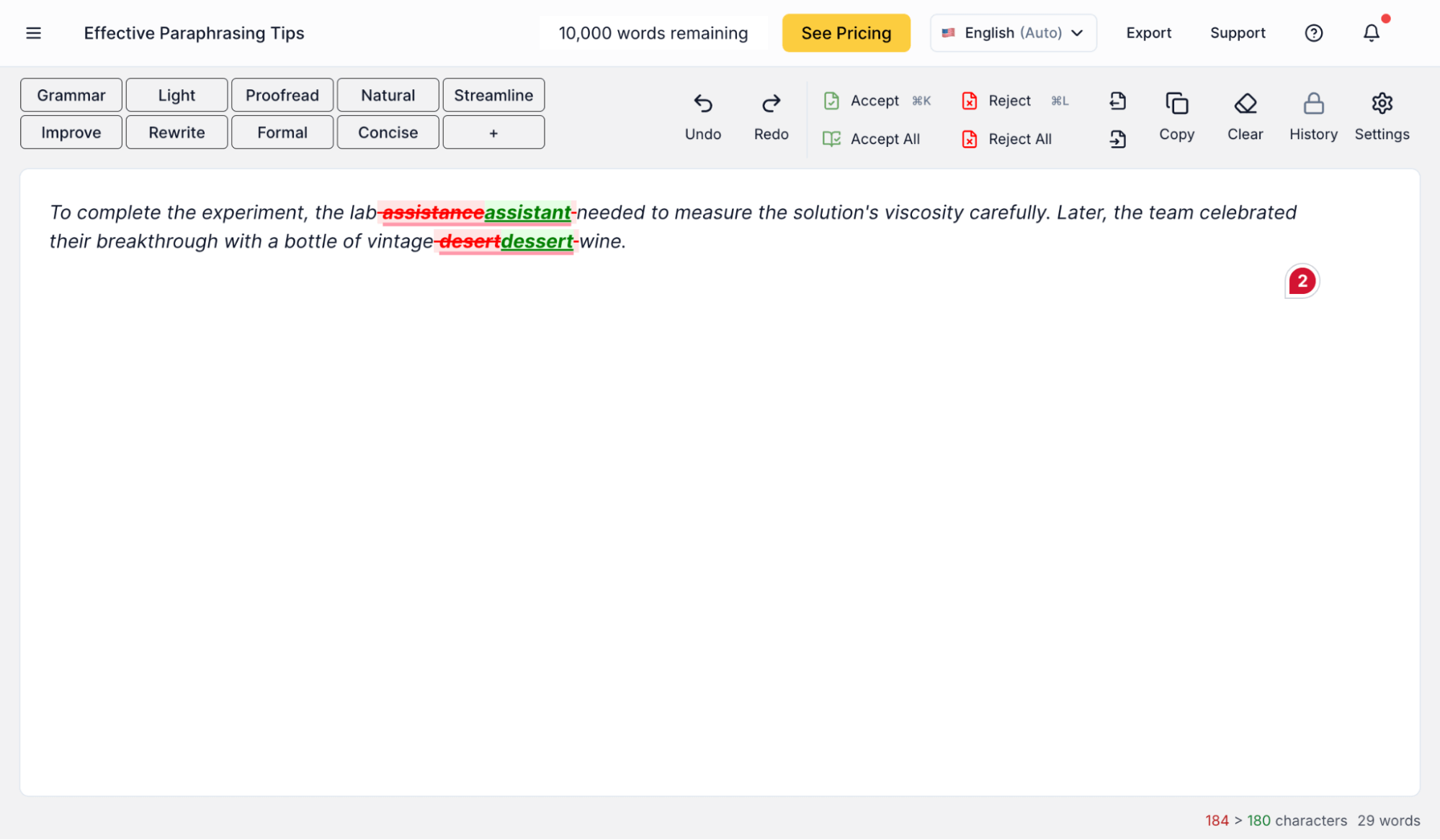 editGPT’s Proofreading Functionality