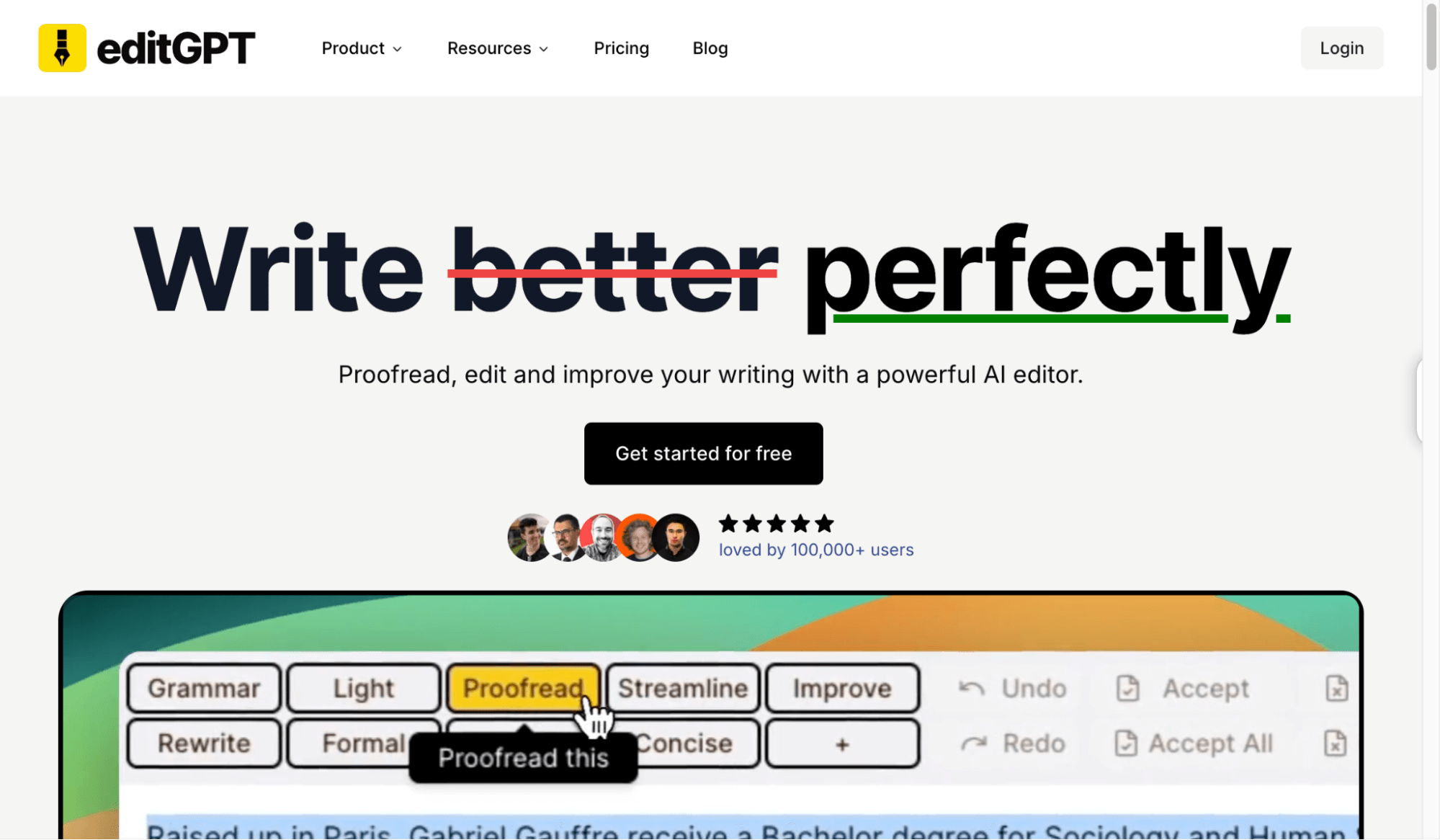 editGPT Proofreading Tool's