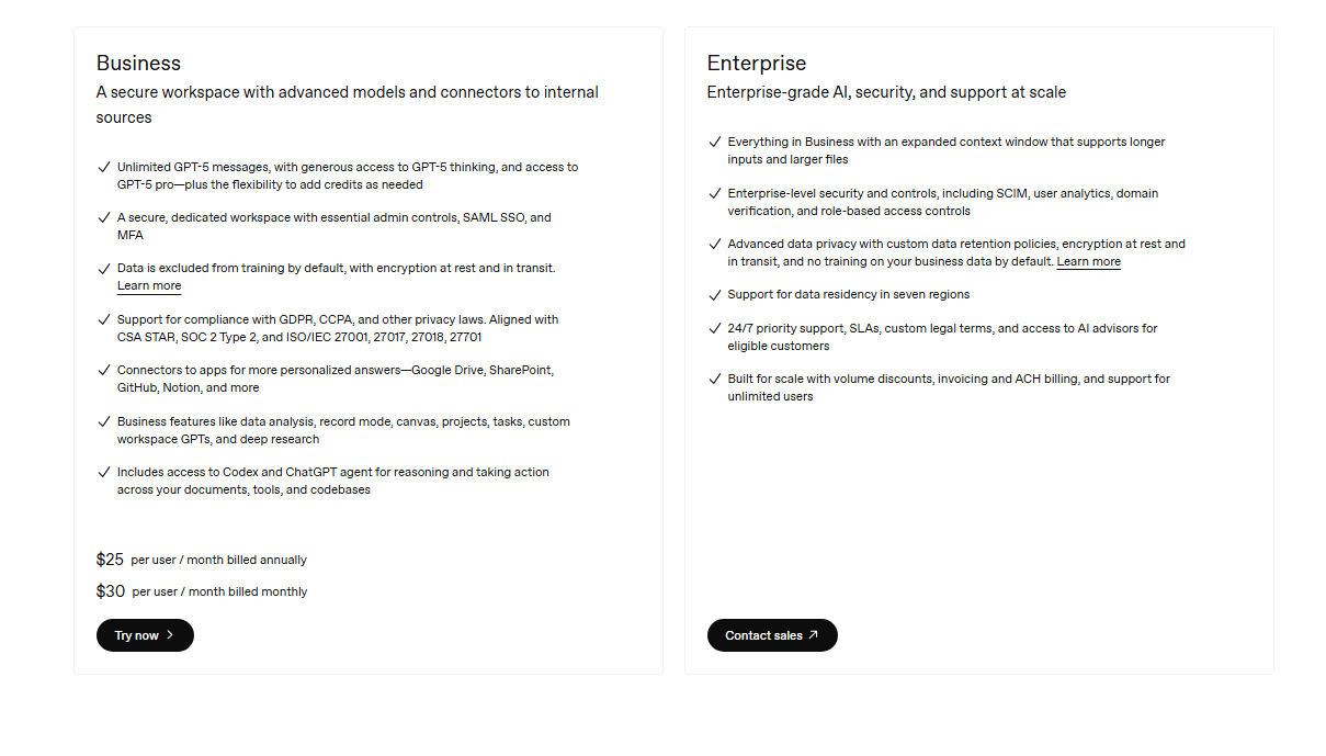 ChatGPT Business Pricing Plan