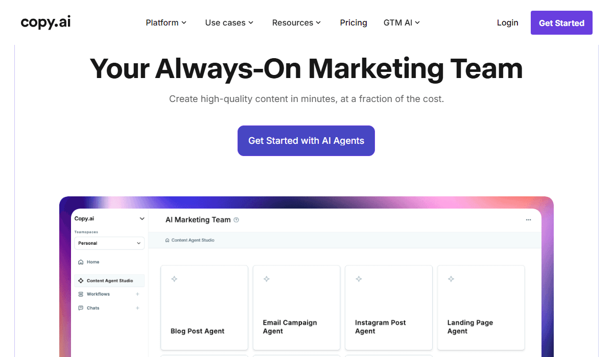 Copy.ai—an automation-driven Paperpal alternative 