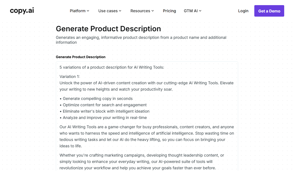 Copy.ai – creativity machine for short-form tasks