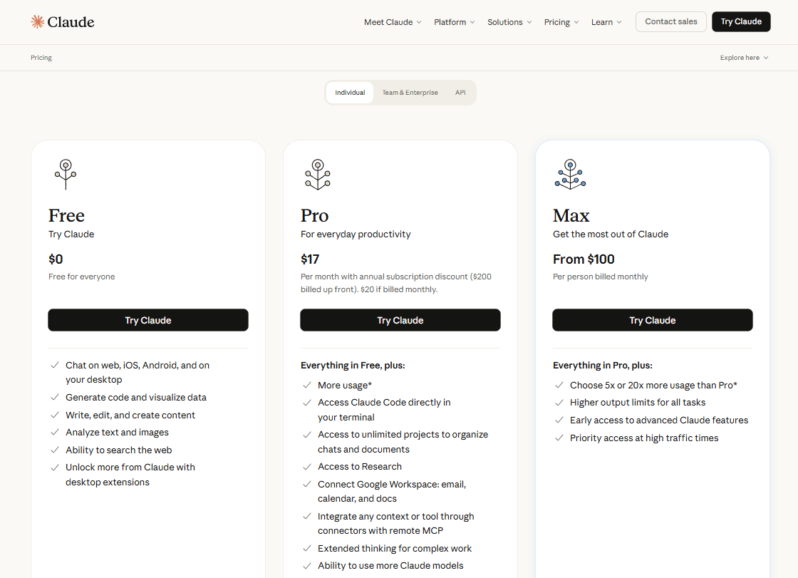 Claude’s Pricing Plans