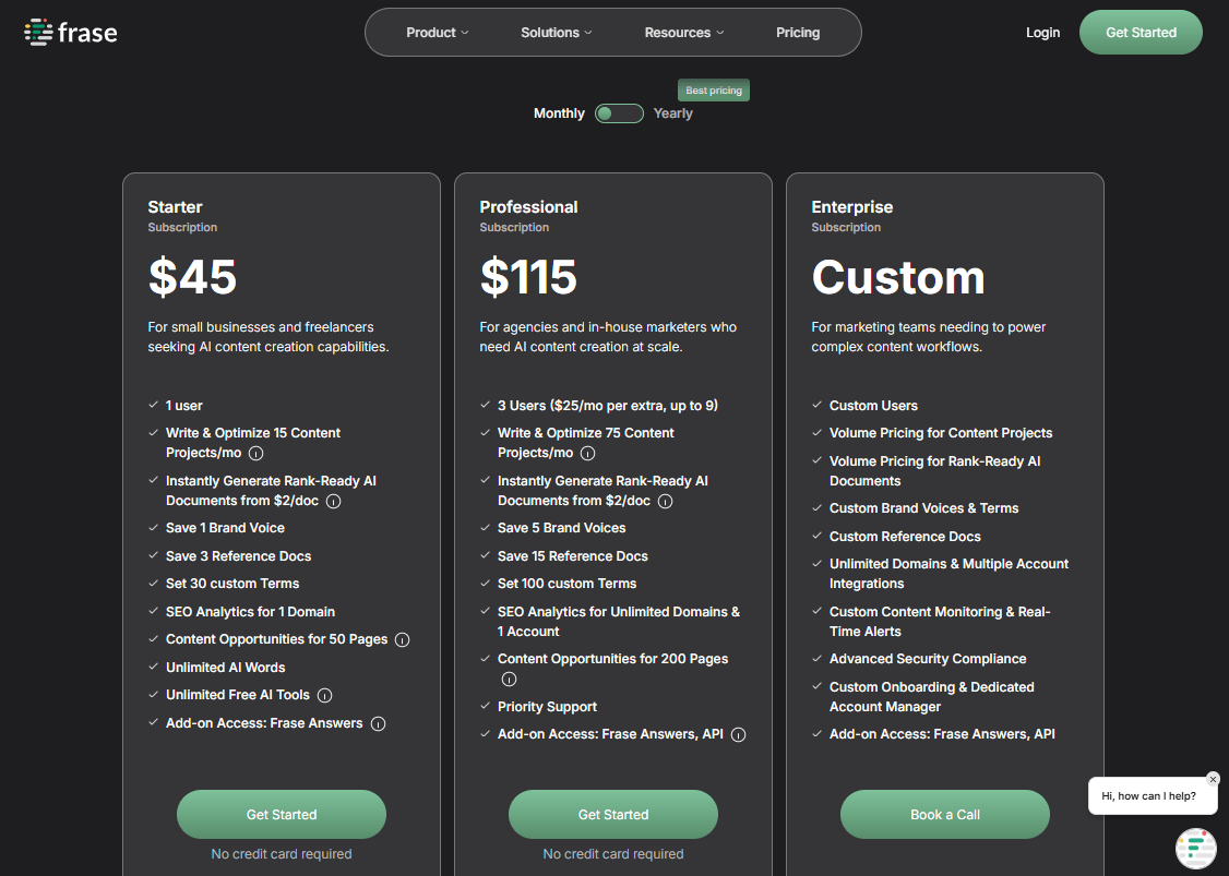 Frase’s Paid Subscriptions