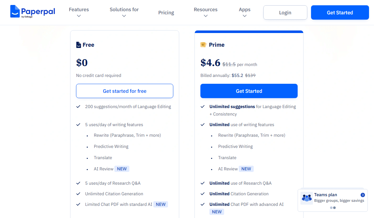 Paperpal Pricing Plans