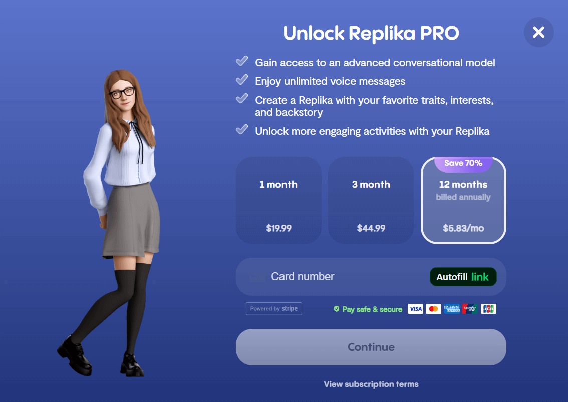 Subscriptions of Replika
