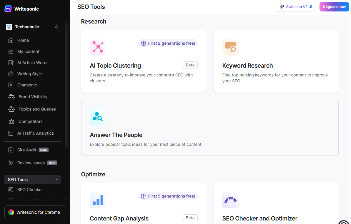 Writesonic vs ChatGPT: SEO Offers from Writesonic