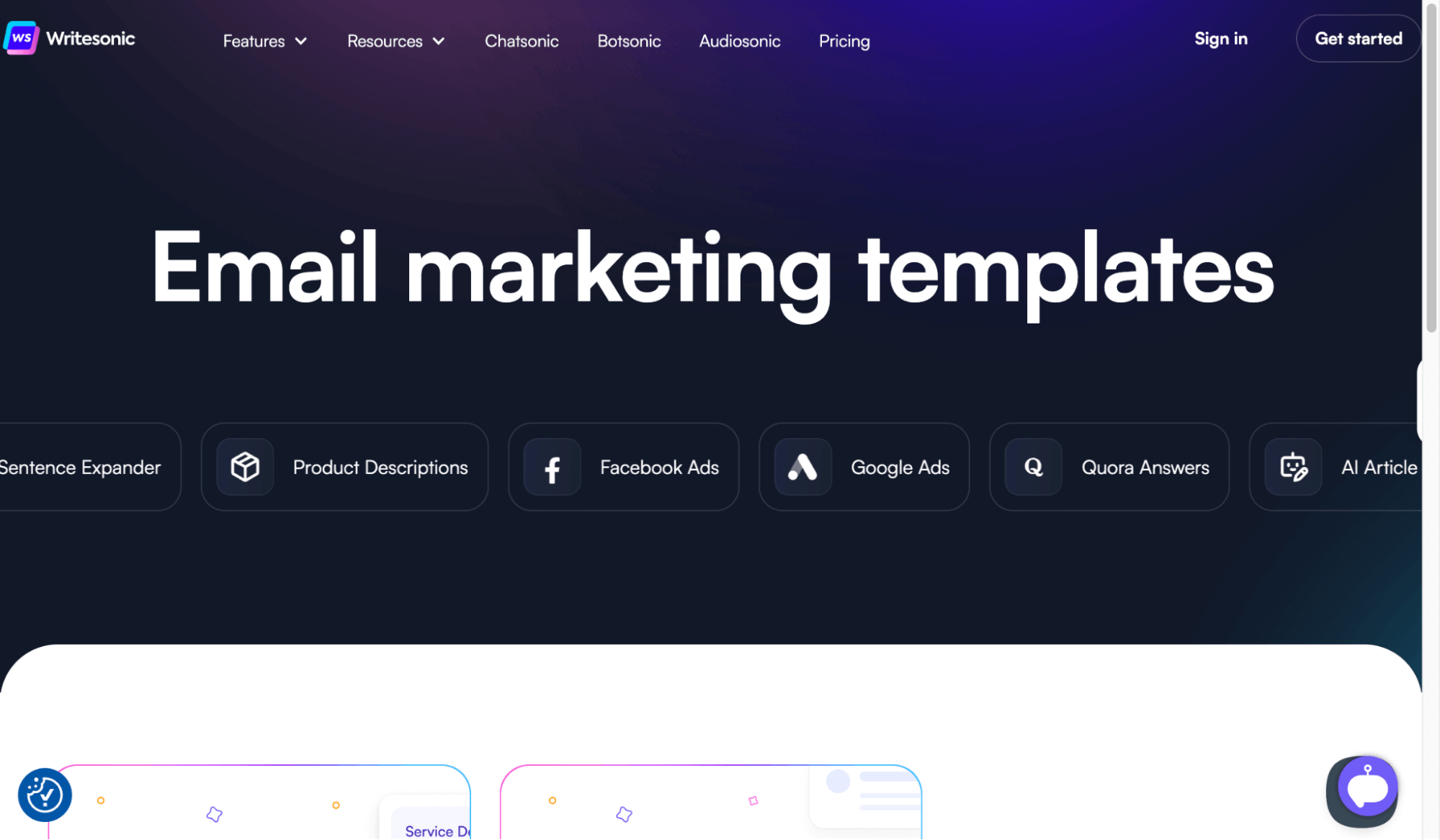 Jasper vs WriteSonic: WriteSonic’s Email Marketing Templates