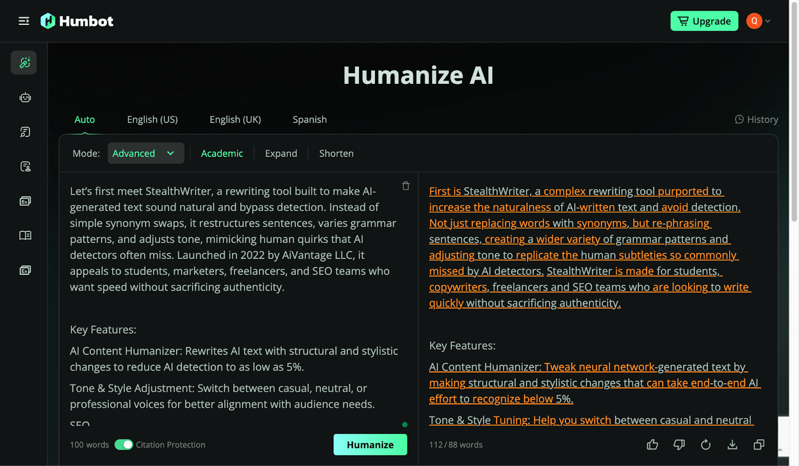 Undetectable AI Alternatives: HumBot's AI Humanizer