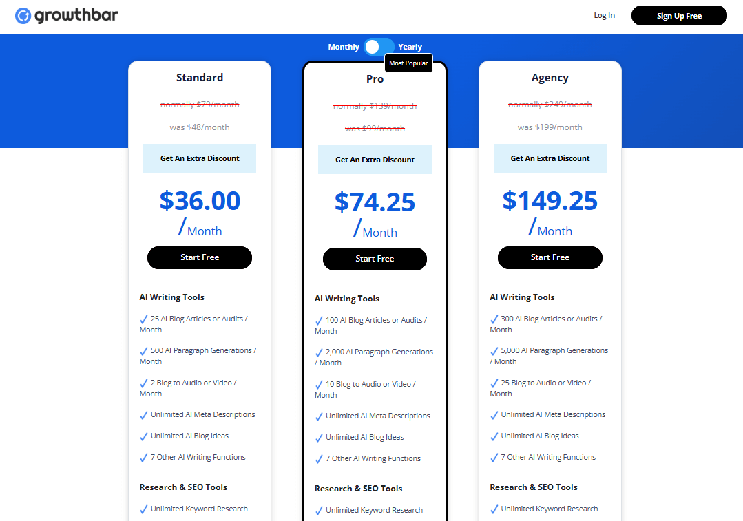 Subscriptions of GrowthBar